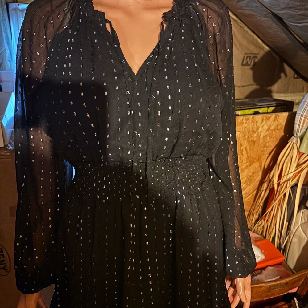 Women’s Old Navy Black Long Sleeve Dress with Sheer Overlay Size M
